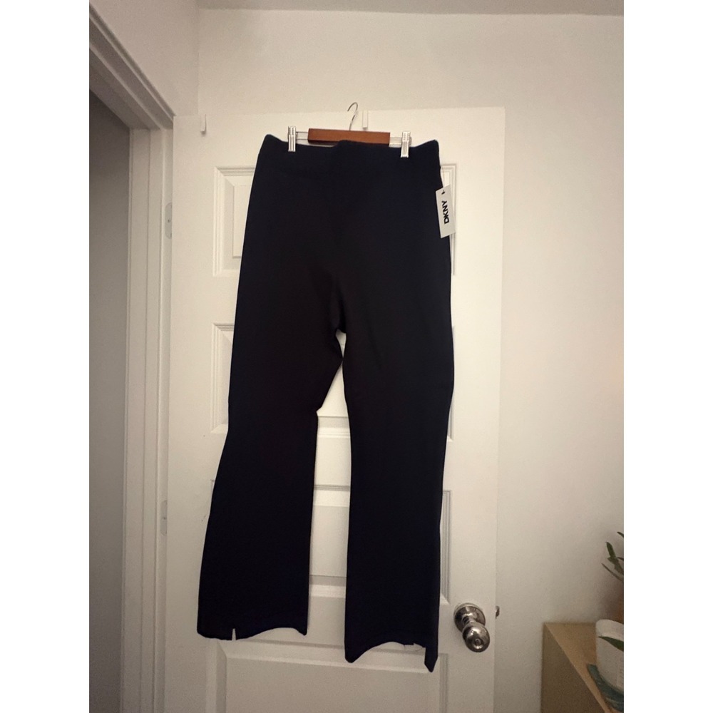 -New- DKNY  Bootcut Ponte Pants, Black, • 32" Inseam, front slit, size xl